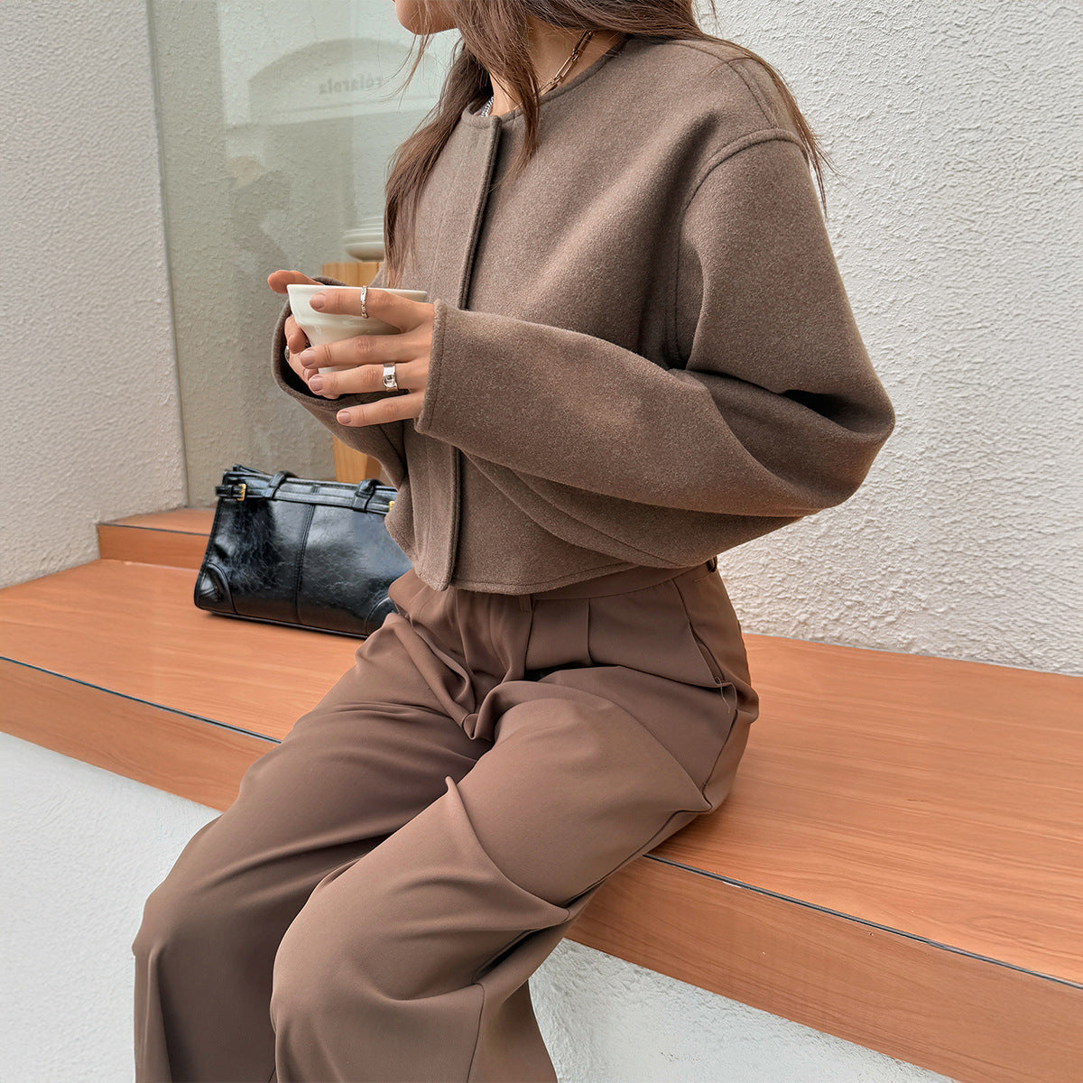 Camel Lapel Non-Iron Long Sleeve Jacket For Women