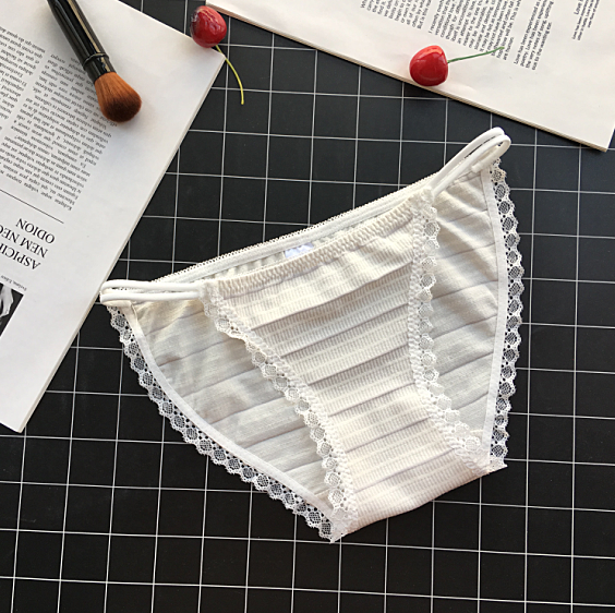 Horizontal Striped Semi See Through Panties with Elastic Waistband-Gray-Theone Apparel