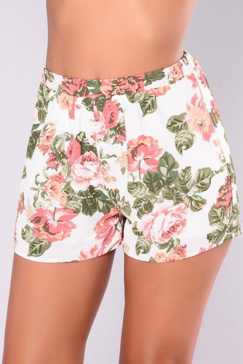Vintage Floral Print Lounge Shorts
