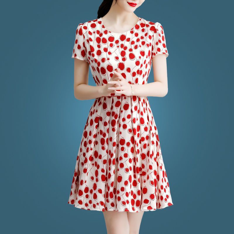 High-End Polka Dot Ice Seidenkleid für luxuriöses Sommerstyling