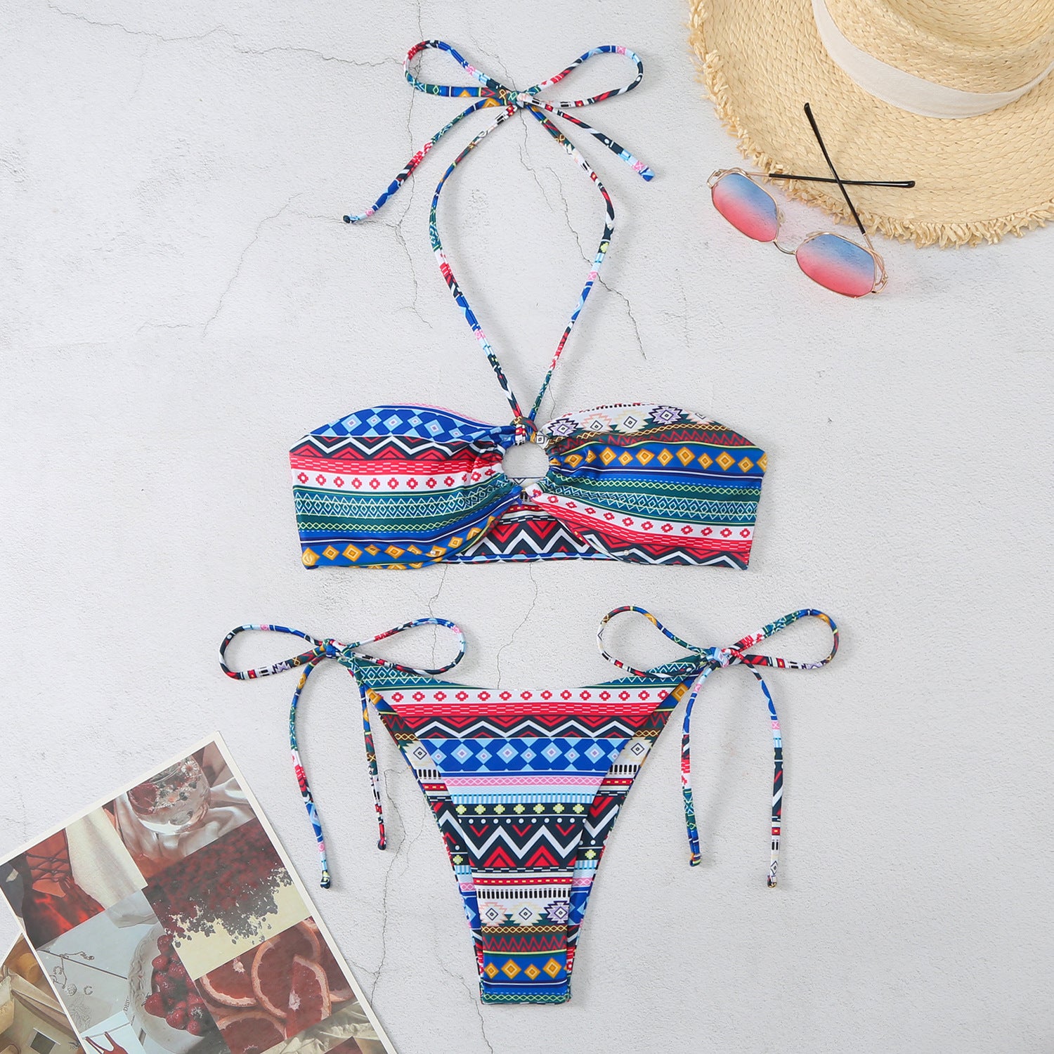 Halter Split Bikini Swimsuit for Women’s Trendy Beach Look