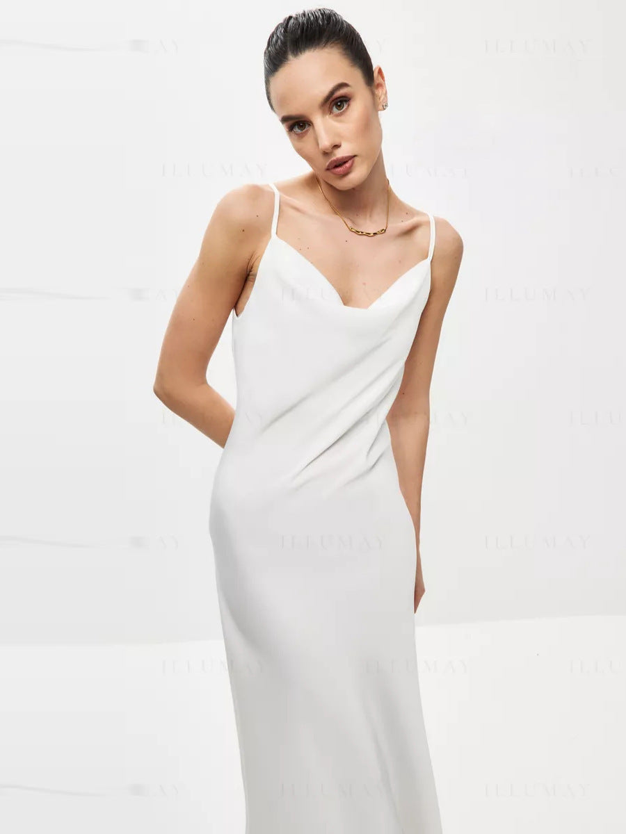 Silk Suspender Dress with Sleek Sleeveless Summer Silhouette