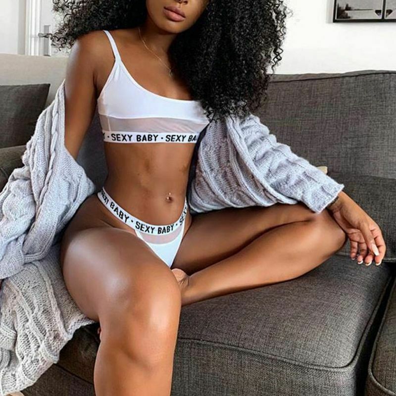 OpenWork Letter Split Bikini para declaração de moda ousada