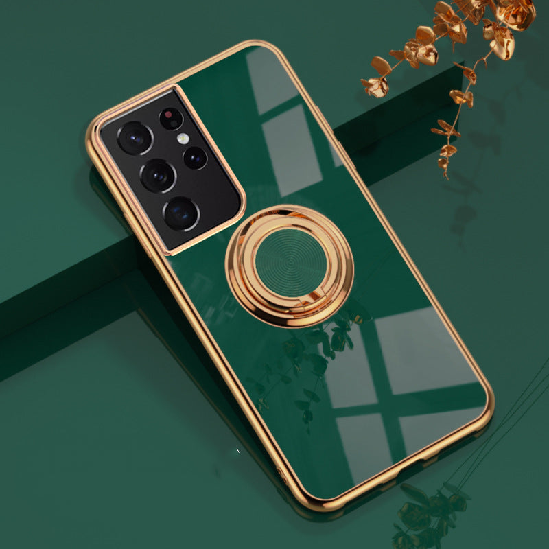 Electroplated Ring Stand Silicone Phone Case For Samsung Models