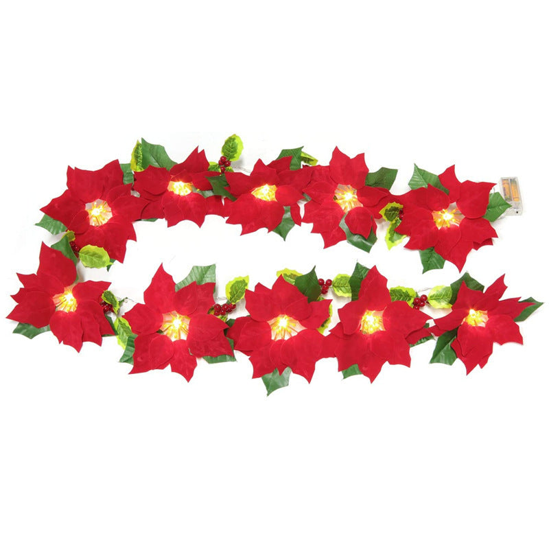 Elegant Christmas Red and Green Floral Garland Decoration