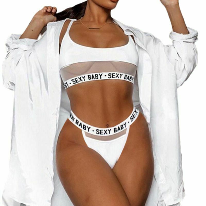 OpenWork Letter Split Bikini para declaração de moda ousada