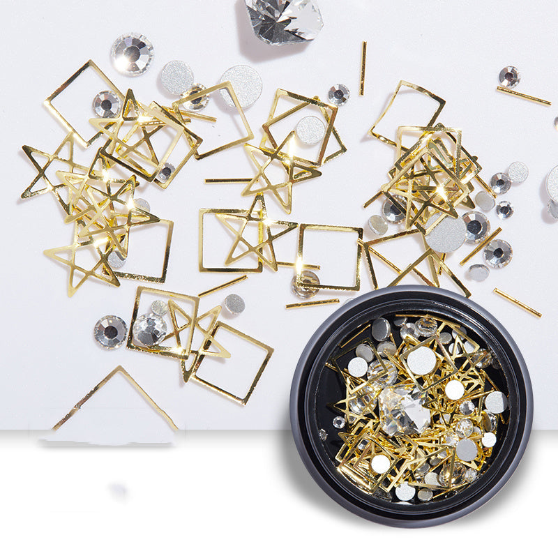 Golden Night Sky Moon and Star Nail Adornment Accessories