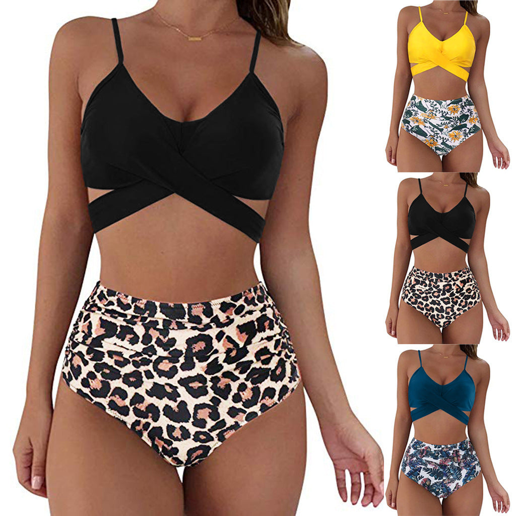 Tweedelige bikini met dames met bodem met hoge taille dierenprint