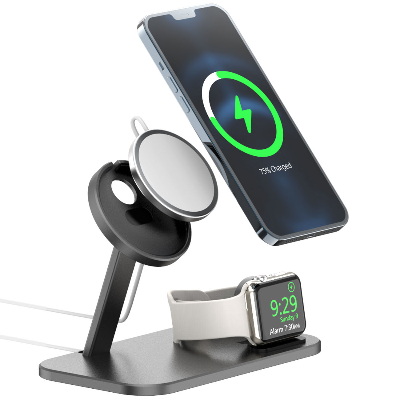 Alloy Desktop Charging Stand For Phones Cables And Smartwatches
