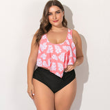 Women's Plus Size Two Piece Peach Themed Swimsuit