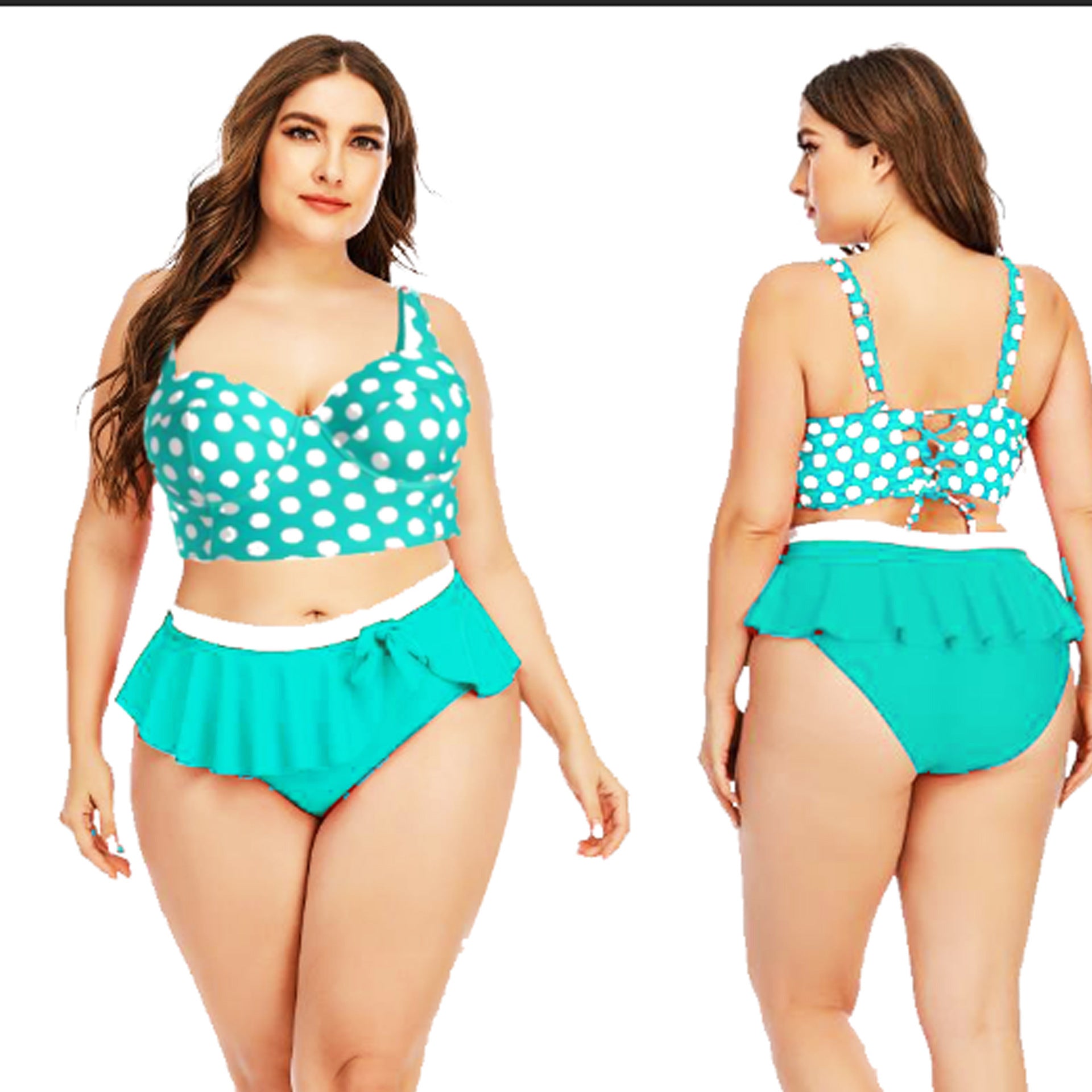 Plus-size push-up wave bikini set voor vleiende bochten
