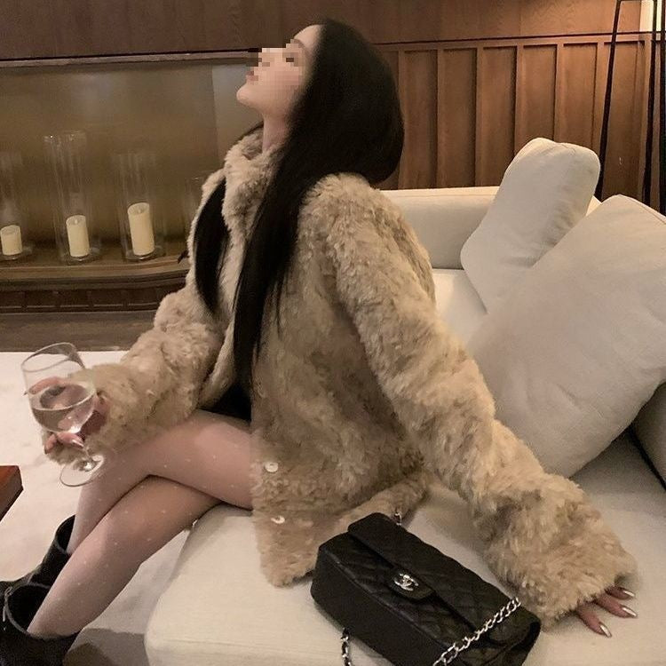 Mid-Length Loose Wool Blend Overcoat For Autumn And Winter