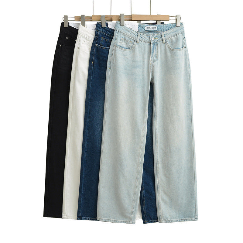 Low Waist Straight Loose Denim Mop Trousers