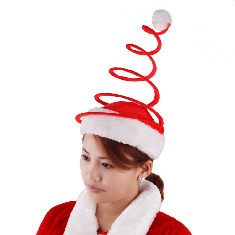 Whimiscal Twirly Minimalist Santa Hat with Puffball