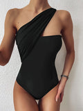 Women's One Piece Cold Shoulder Swimsuit with Sash