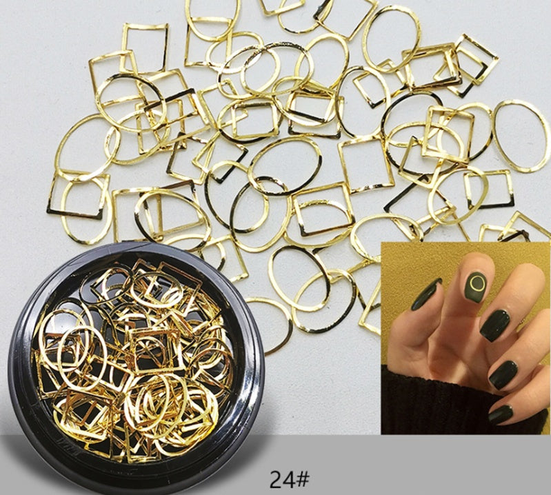 Geometric Golden Toned Metallic Stickers for Nail Decoration