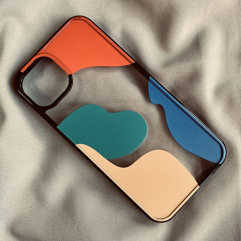Geometric Contrast Color Acrylic Protective Case For Smartphones