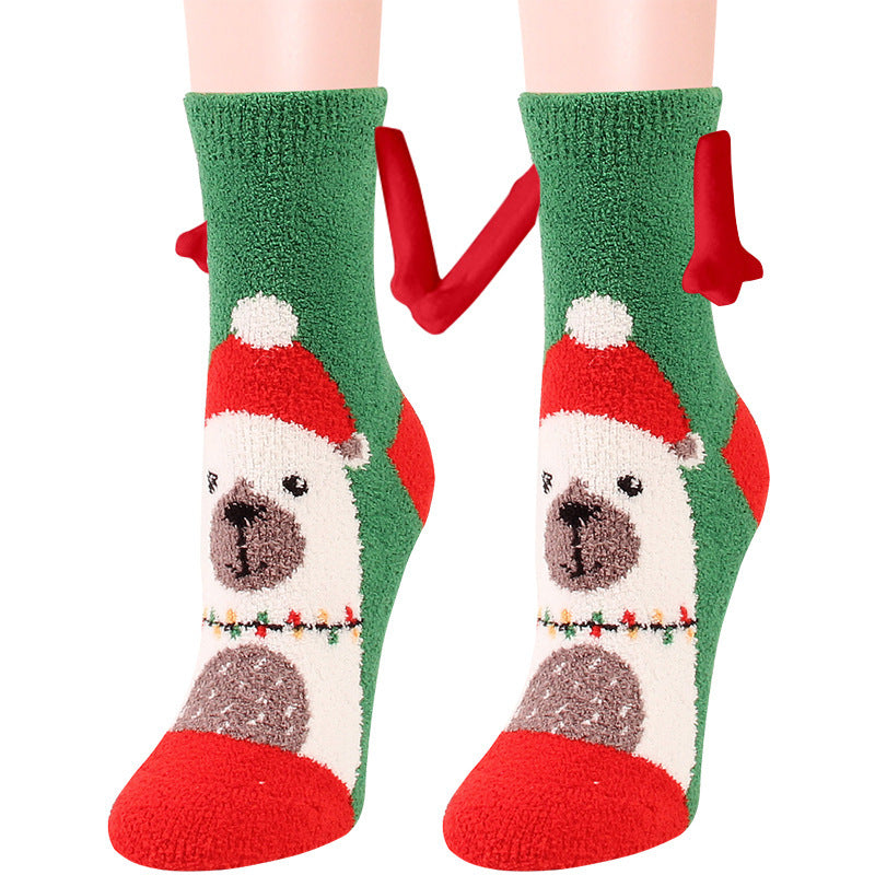 Adorable 3D Soft Fleece Crew Socks with Penguin Designs