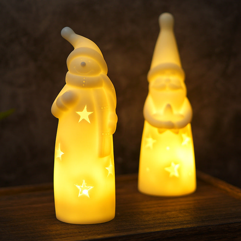 White Tall Light-Up Battery-Operated Plastic Statue Christmas Decoration in Assorted Styles