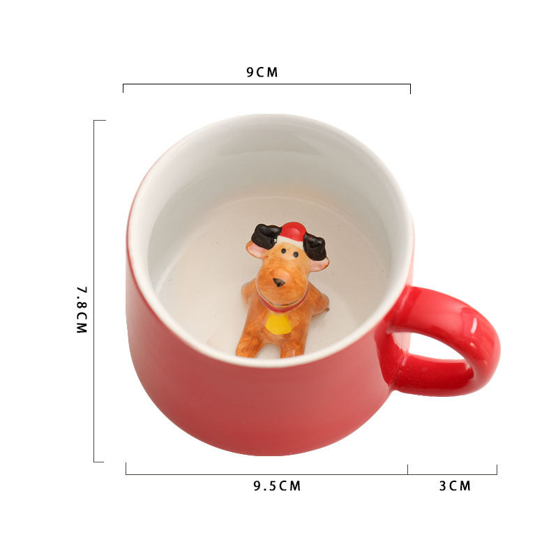 Festive Christmas Red Peek-a-Boo Figurine Wide-Mouth Ceramic Coffee Mug in Assorted Styles