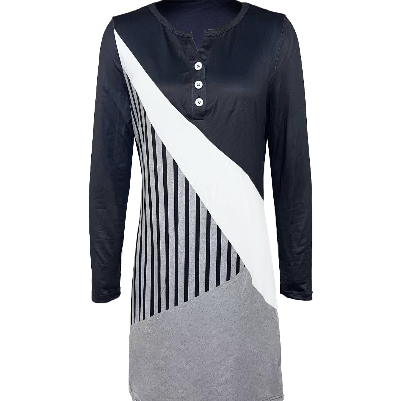 Casual Button-Front V-Ausschnitt Kleid für mühelose Komfort