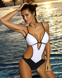 Women's One Piece Swimsuit with Vertical Pinstripes