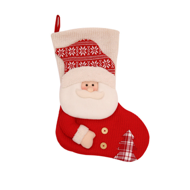 Salju Salju Merah dan Putih Besar dan Santa Claus 3D Christmas Stocking