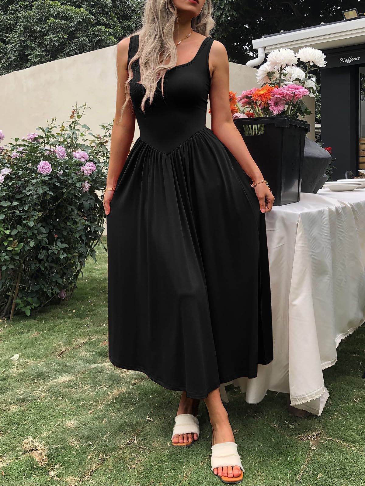 Robe plissée à col carré avec silhouette à écharpe moderne