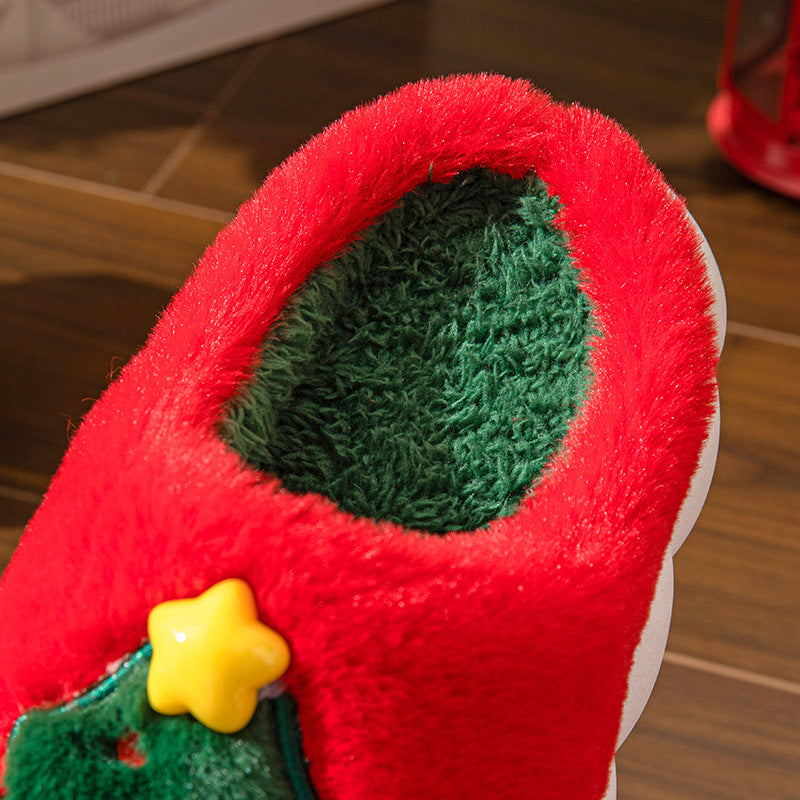 Ultra Plush and Soft Christmas Tree House Slippers with Traction Soles