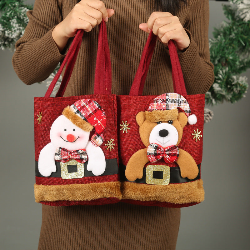 Cute Christmas Sturdy and Strong Reusable Gift Bags with 3D Designs