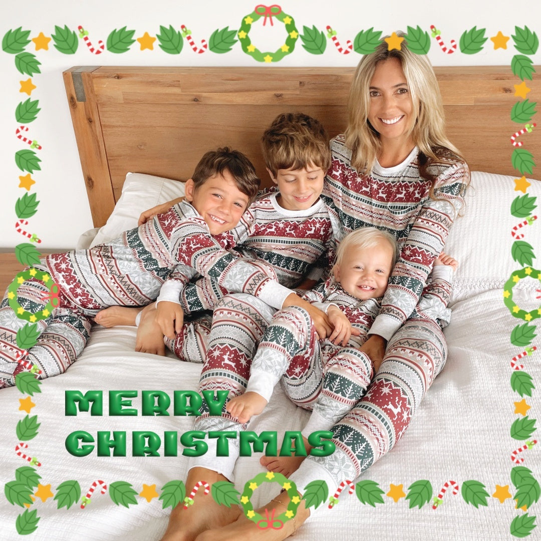 Matching Family Christmas Themed Long Sleeve and Pants Pajama Set