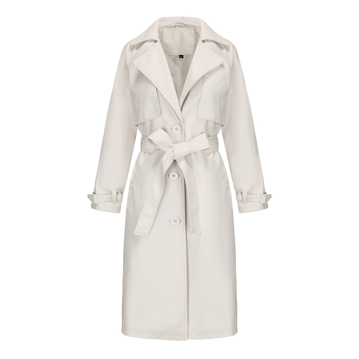 Long Loose Fit Trench Coat With Lapel And Belt