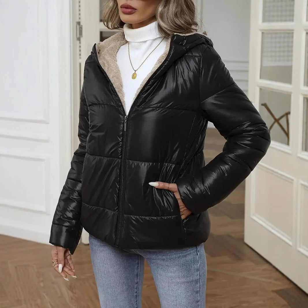 Women's Lamb Wool Long Cotton-padded Clothes Short Coat