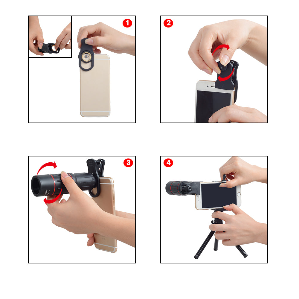 Compatible 18X Telescope Zoom Mobile  Lens ForSamsung Smartphones Universal Clip Telefon Camera Lens With Tripod