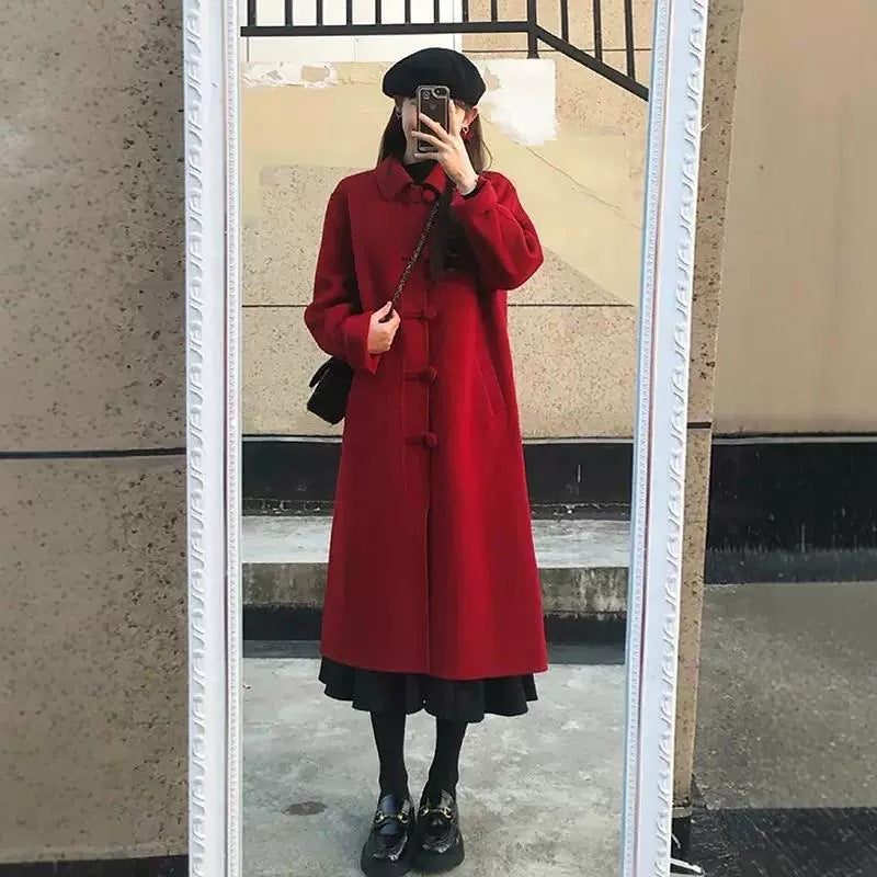 Petite Hepburn Style Mid-length Woolen Coat