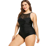 Women's One Piece Plus Size Swimsuit with Mesh Bodice