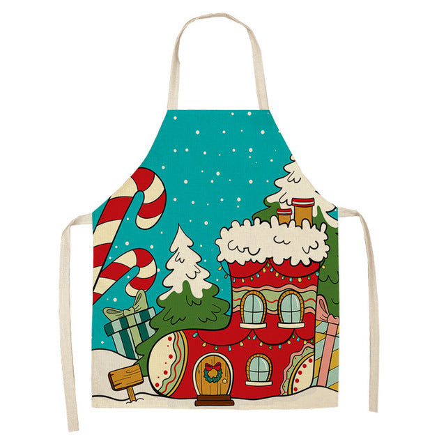 Merry Christmas Cotton-Linen Blend Self-Tie Adjustable Apron in Assorted Styles