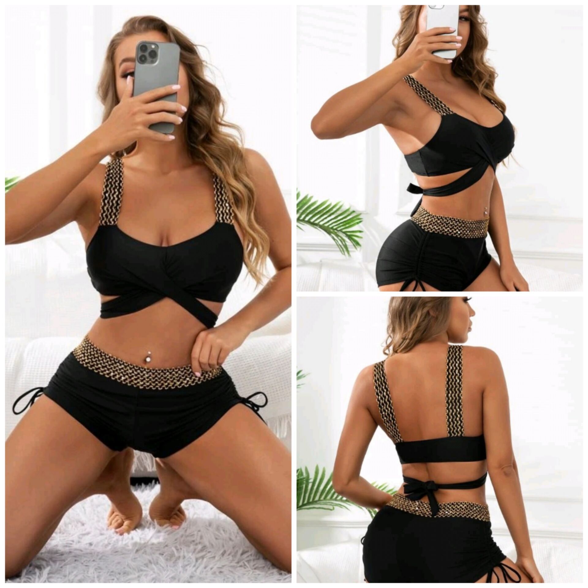 Feste Farbbikini für zeitlosen Strandstil
