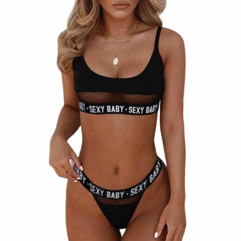OpenWork Letter Split Bikini para declaração de moda ousada