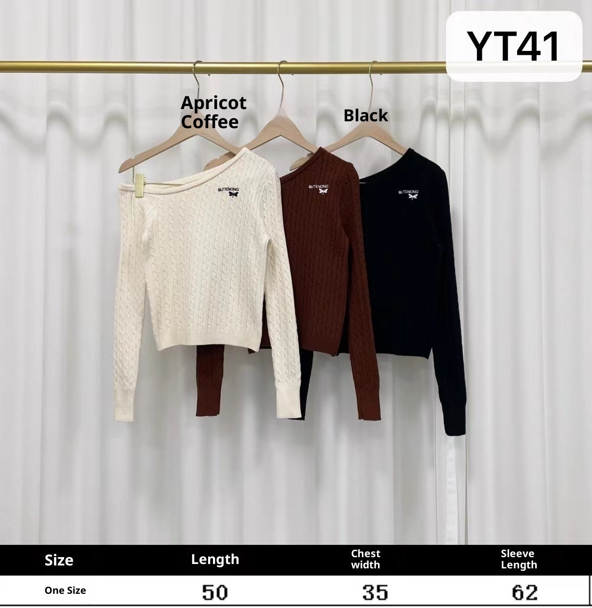 New Korean-style Sweet-and-cool Sister Embroidered Off-shoulder Long-sleeve Knit Top