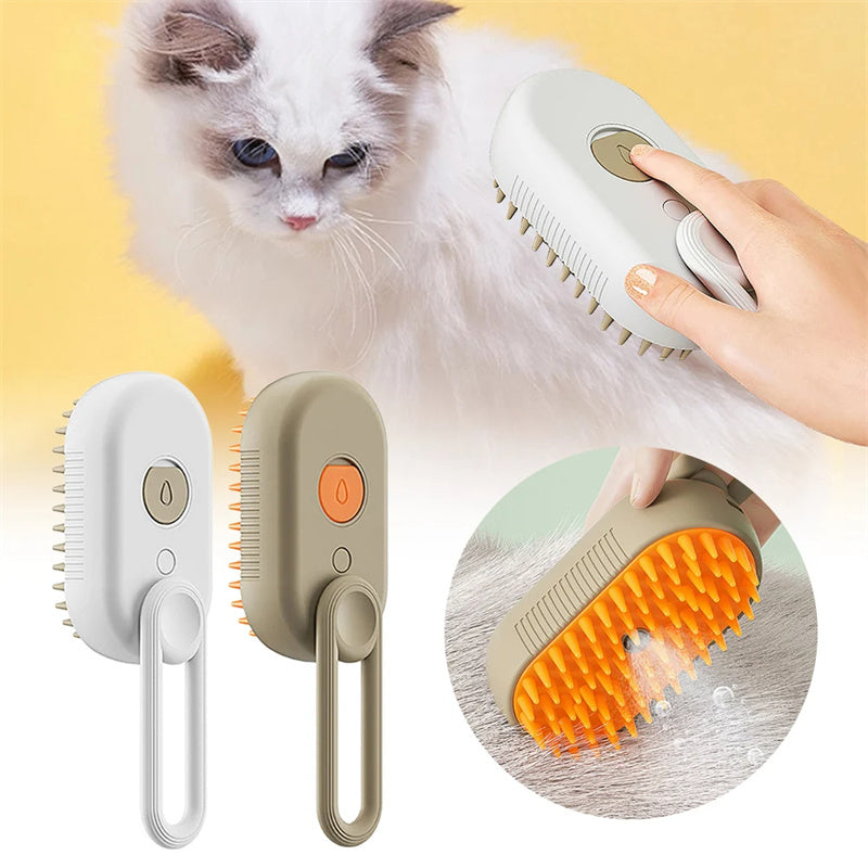 3 In 1 Electric Cat Steam Brush For Grooming And Massage