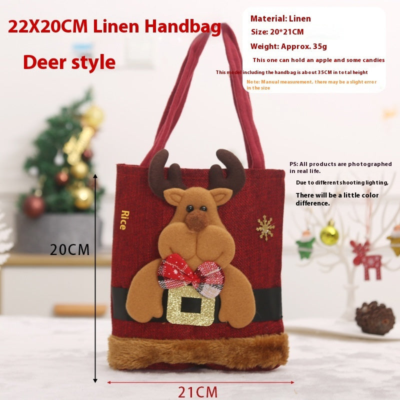 Cute Christmas Sturdy and Strong Reusable Gift Bags with 3D Designs