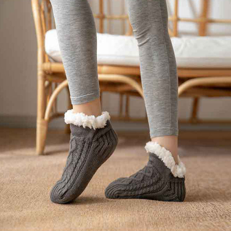 Soft Knit Style Winter Socks with White Fleece Lining in Multiple Colors