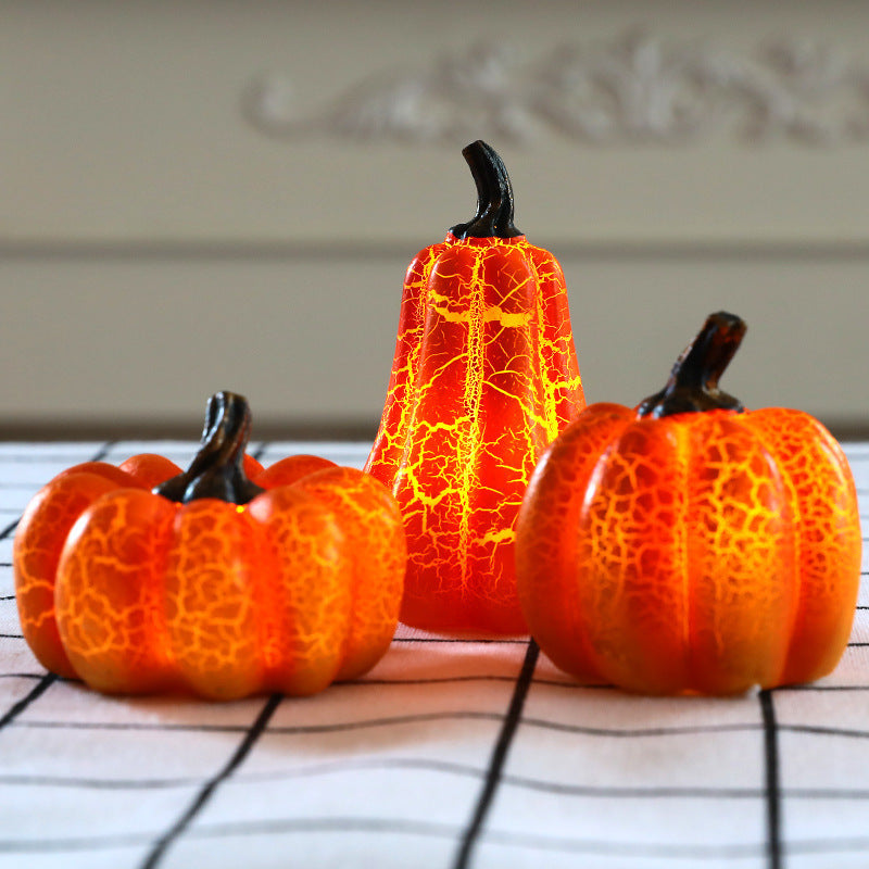 Orange Gourd Halloween Decoration with Lighted Interior in Pumpkin Color