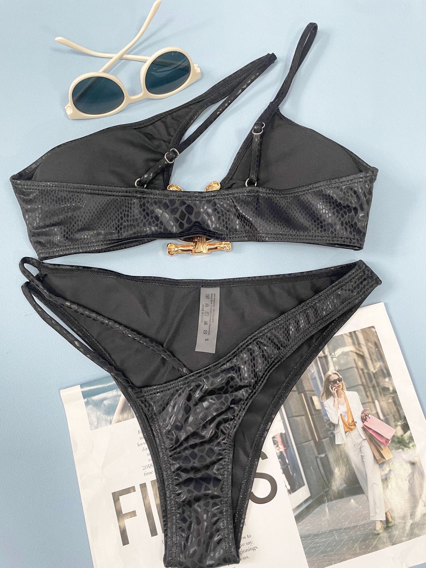 Tweede stuk asymmetrische slangenprint bikini set voor dames