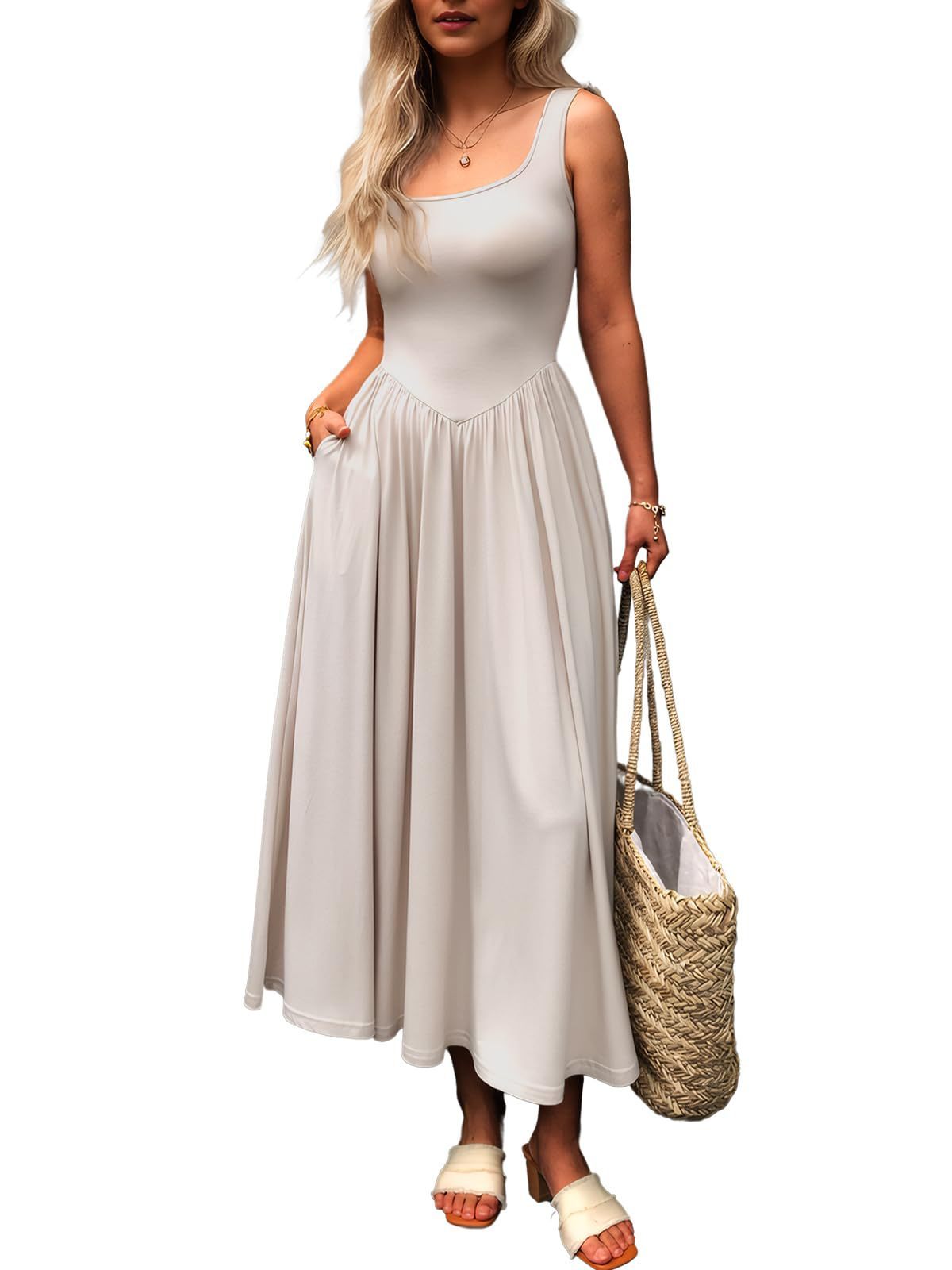 Robe plissée à col carré avec silhouette à écharpe moderne