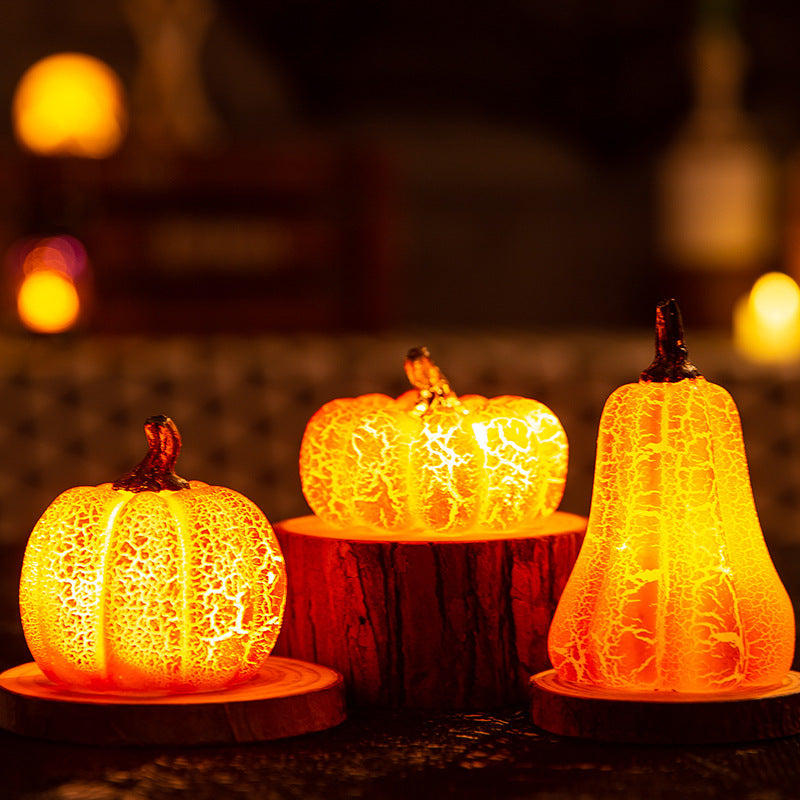 Orange Gourd Halloween Decoration with Lighted Interior in Pumpkin Color