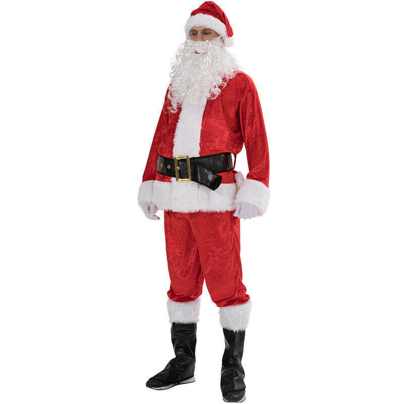 Plus size Santa Claus Volbodem Volwassen kostuum met accessoires