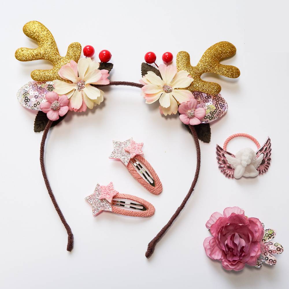 Cottagecore Christmas Yuletide Themed Floral Antler Headband