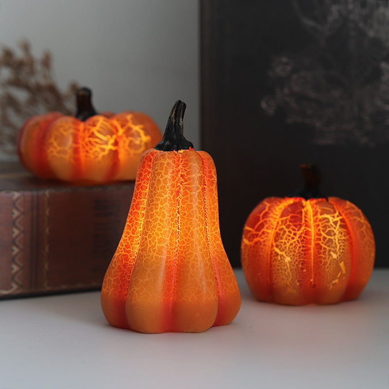 Orange Gourd Halloween Decoration with Lighted Interior in Pumpkin Color